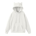thumbnail image 3 of Cute Cat Ear Hoodies for Women 2025 Fall Winter Long Sleeve Plain Hooded Sweatshirt with Pockets Pullover Tops, 3 of 5