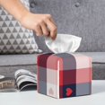 thumbnail image 6 of Rateoe Heart Plaid Pattern Tissue Box Cover, Modern Square Decorative Leather Facial Paper Case Organizer Holder Dispenser 5X5X5'', 6 of 8