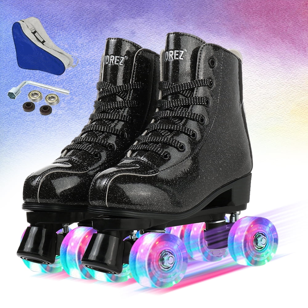 Women's Roller Skates Shiny High Top Four Wheels Roller Skates with