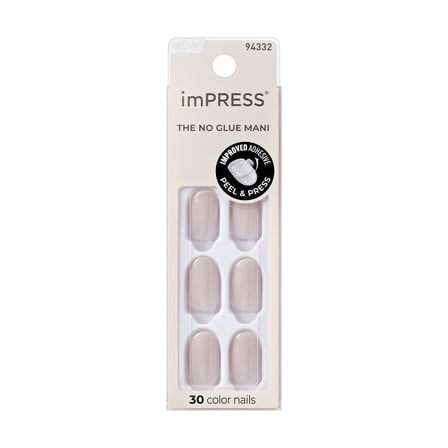 imPRESS Color Press On Nails, No Glue Needed, Neutral, Short Length, Oval Shape, 30 Ct.