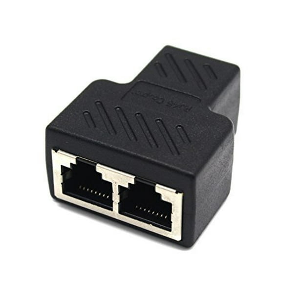 Adaptateur répartiteur RJ45 1 à 2 double port femelle CAT 5/CAT 6 LAN  Adaptateur de connecteur répartiteur de prise Ethernet Couleur: noir 