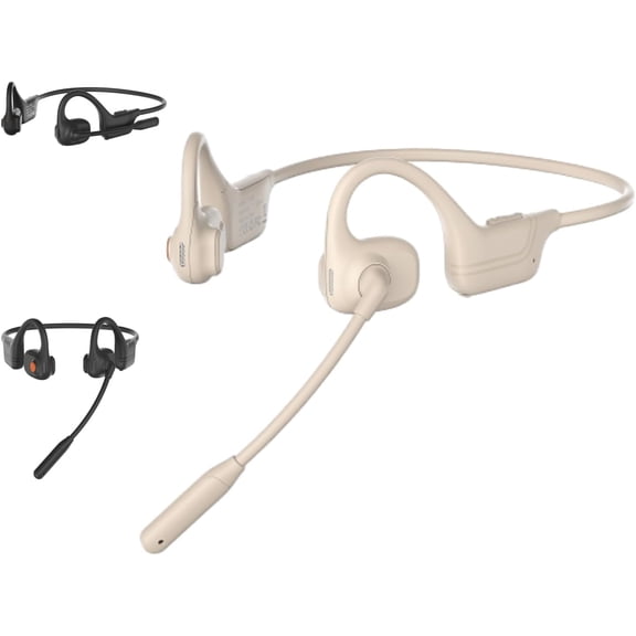 Lk02 Open Ear Headphones with Microphone, Noise Cancelling Wireless Headset with Mute Button, Designed for Meeting, Home Office,Driving (Apricot)(X)