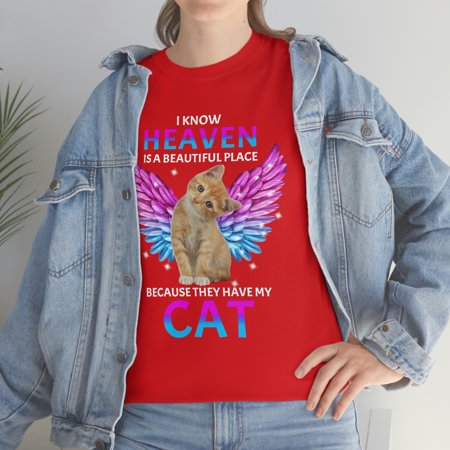 Familyloveshop LLC Cat With Angel Wings In Heaven Shirt, Memorial Cat Gift, Memorial Cat Mom Shirt