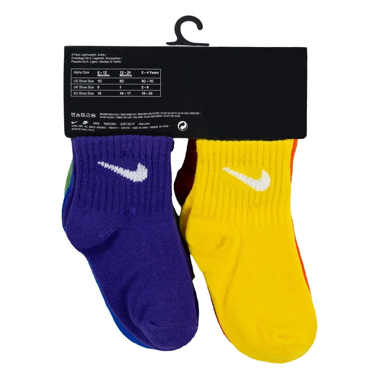 Baby & Toddler Nike Swoosh 6-Pack Ankle Socks Color: Rainbow Size