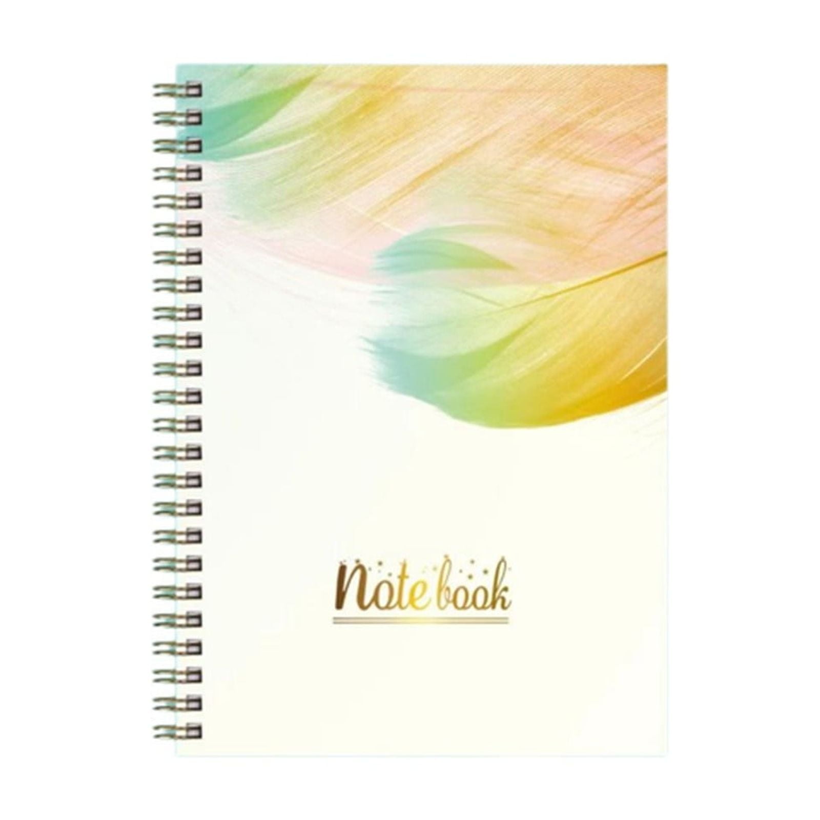 VKLU 2 Pcs A5 Spiral Notebooks, Feather Patterned Lined Journal Set, Assorted Elegant Designs for Office Supplies and Personal Diary, Smooth Writing Wirebound Notepad Bundle