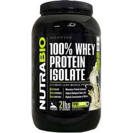 NutraBio Kosher 100% Whey Protein Isolate Unflavored Dairy - 2 LB