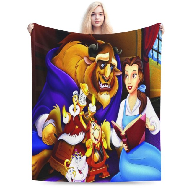 Manta de La Bella y la Bestia, suave, acogedora, cálida y ligera, para sofá, cama, silla, camping, viajes, decoración, picnic, 80 x 60 pulgadas