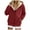 Wine, variant on larppty Women's Winter Sherpa-Lined Warm Casual Solid Long Sleeve Zipper Hooded Jacket With Pockets（Dark Green，M）