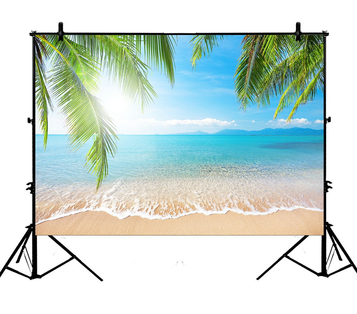 Beach Blue Sky 59 IN W Computer Printed photography Background Backdrop 98.4 IN H