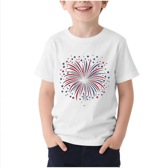 T-Shirt pour Enfants, Imprimé de la Fête de l'Indépendance à Manches Courtes et Col Rond, Haut Décontracté et Polyvalent pour Garçons et Filles de 3 à 15 Ans
