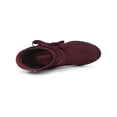 thumbnail image 4 of BLISSFUL STEP Women's Slouch Boots Ankle-High Block Heel Bow Decor Boots Burgundy 7, 4 of 8