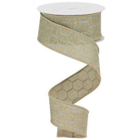 1.5" Chicken Wire Ribbon: Light Beige (10 Yards)