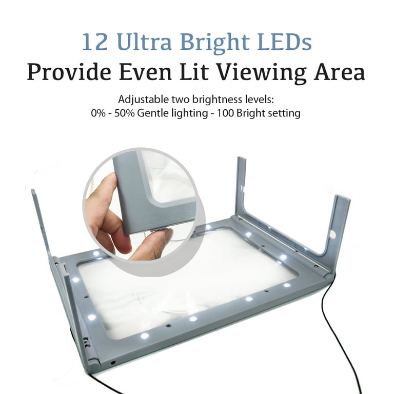  4X Large Magnifier with 36 Adjustable LED Lights Provide  Full-Page Viewing Area Evenly Lit Perfect for Low Vision Person and Seniors  : Health & Household