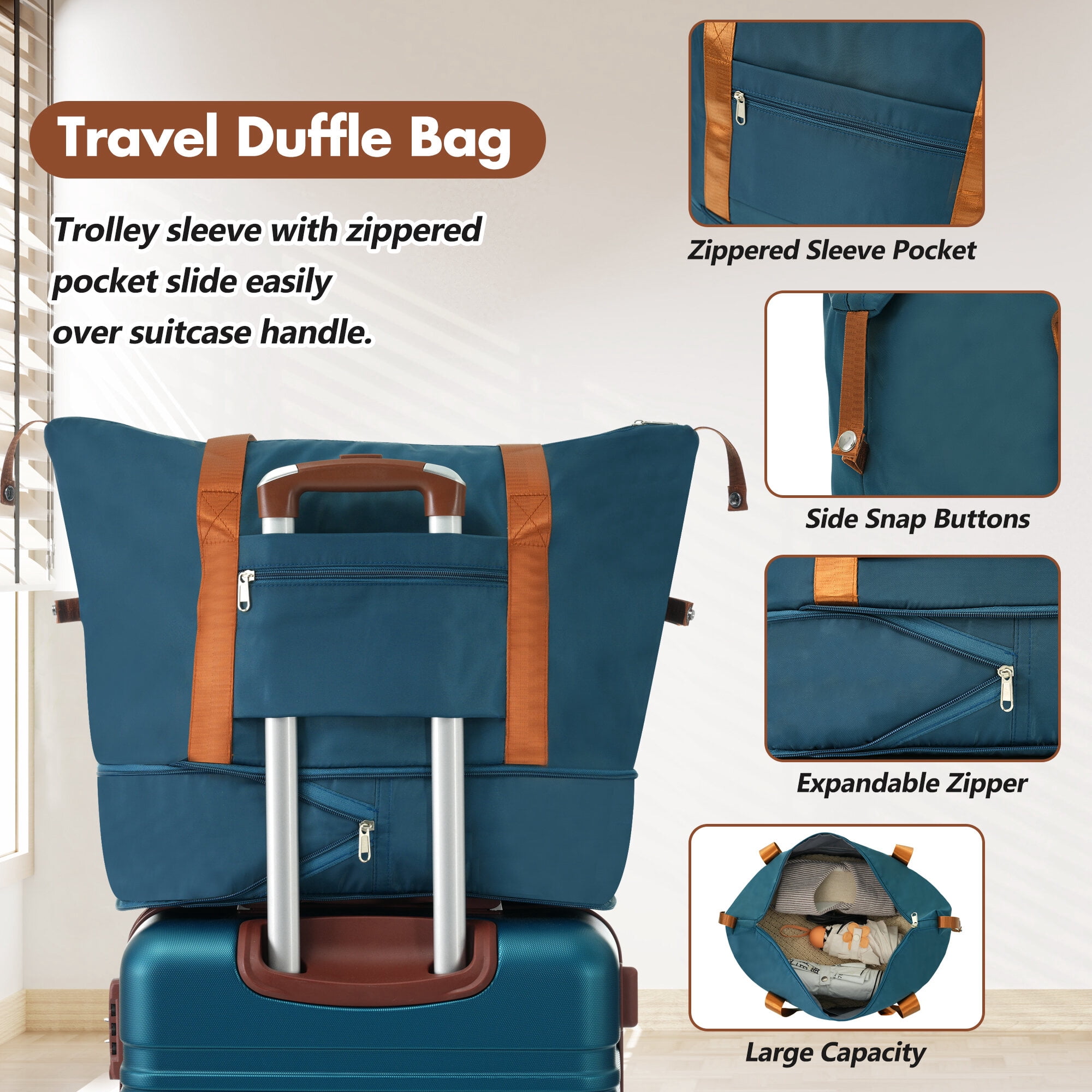 Hardside Suitcase, Hardshell Luggage Sets with Bags Lightweight Suitcase Double Spinner Wheels with TSA Lock ,Single Vintage Luggage 24 IN,Blue, Blue Hardside Luggage,Abs Hardside Checked Luggage