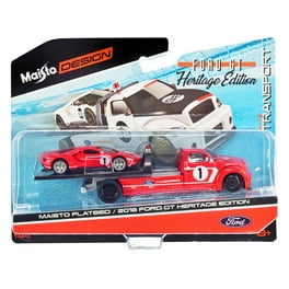 2021 Ford GT #98 Heritage Edition with Flatbed Truck, White