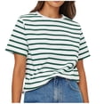 thumbnail image 2 of Blouses pour Femmes, Blouses Décontractées à la Mode pour Femmes, T-Shirt Rayé, Col Rond, Manches Courtes, 2 of 7