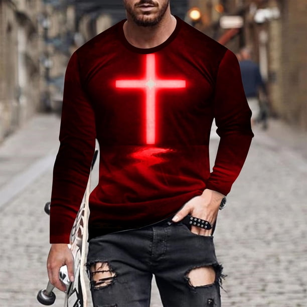 Blusas y camisas de manga larga con cuello redondo para hombre, blusa informal de manga larga con cuello redondo y estampado de rayas, blusa de poliéster para hombre
