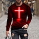 thumbnail image 1 of Blusas y camisas de manga larga con cuello redondo para hombre, blusa informal de manga larga con cuello redondo y estampado de rayas, blusa de poliéster para hombre, 1 of 5