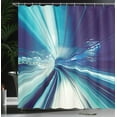 thumbnail image 4 of Ambesonne Landscape Shower Curtain, Tokyo at Night, 69"Wx84"L, Blue White and Dark Blue, 4 of 5