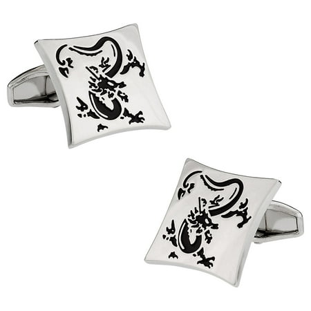 - Silver Chinese Standing Dragon Symbol Cufflinks Shirt Suit Wedding Cuff Links