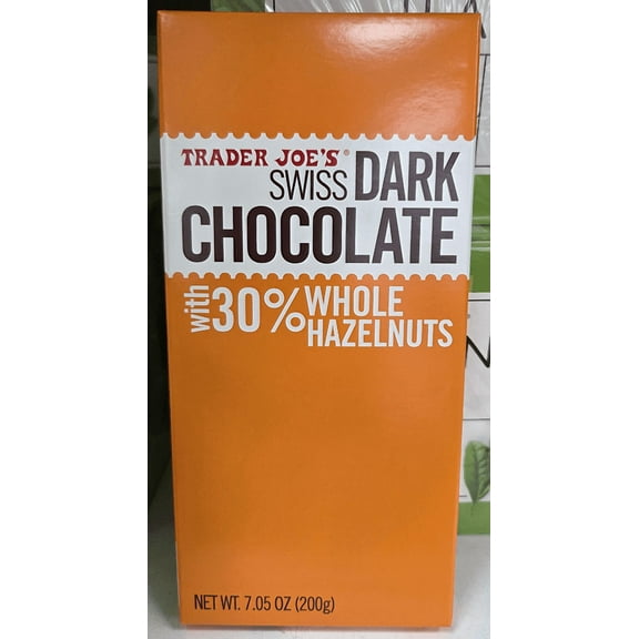Trader Joe's Swiss Dark Chocolate with 30% Whole Hazelnuts 7.05oz 200g (Single Bar)