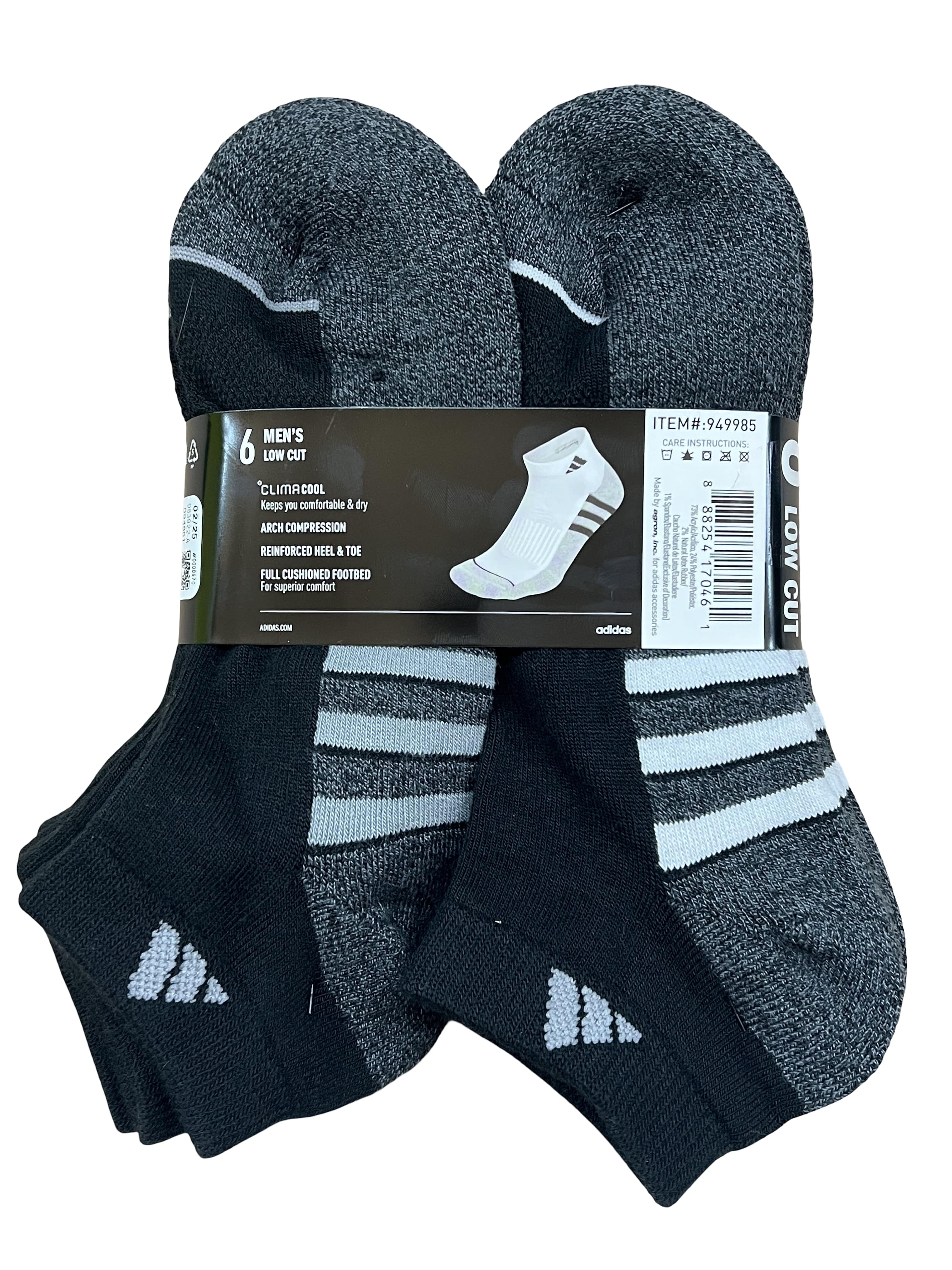 Adidas Men's ClimaCool Low Cut Socks, 6 Pairs (Black) - Size US 6-12