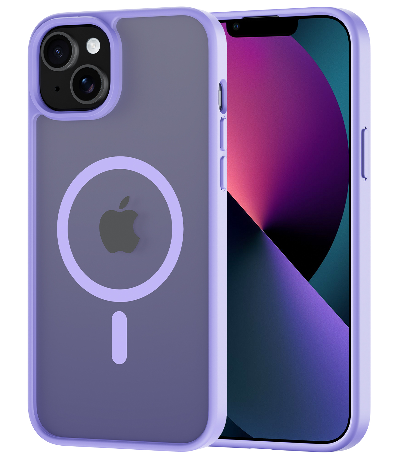 for iPhone 13 / 14 Case Compatible with MagSafe, Translucent Matte Shockproof Phone Case Cover - Purple
