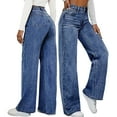 thumbnail image 7 of Wutalume High Waisted Jeans for Women Vintage Washed Straight Leg, Versatile Denim Pants for Casual Chic & Everyday Outfits,Dark Blue 2XL, 7 of 7