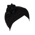 thumbnail image 2 of CXHEGBEJ Satin Floral Twisted Turban Hat For Women Headwrap Bonnet Muslim Headband African Turban Hat Islamic High Elastic Turbante Bandana Hat Chemo Beanie Cap Black, 2 of 3