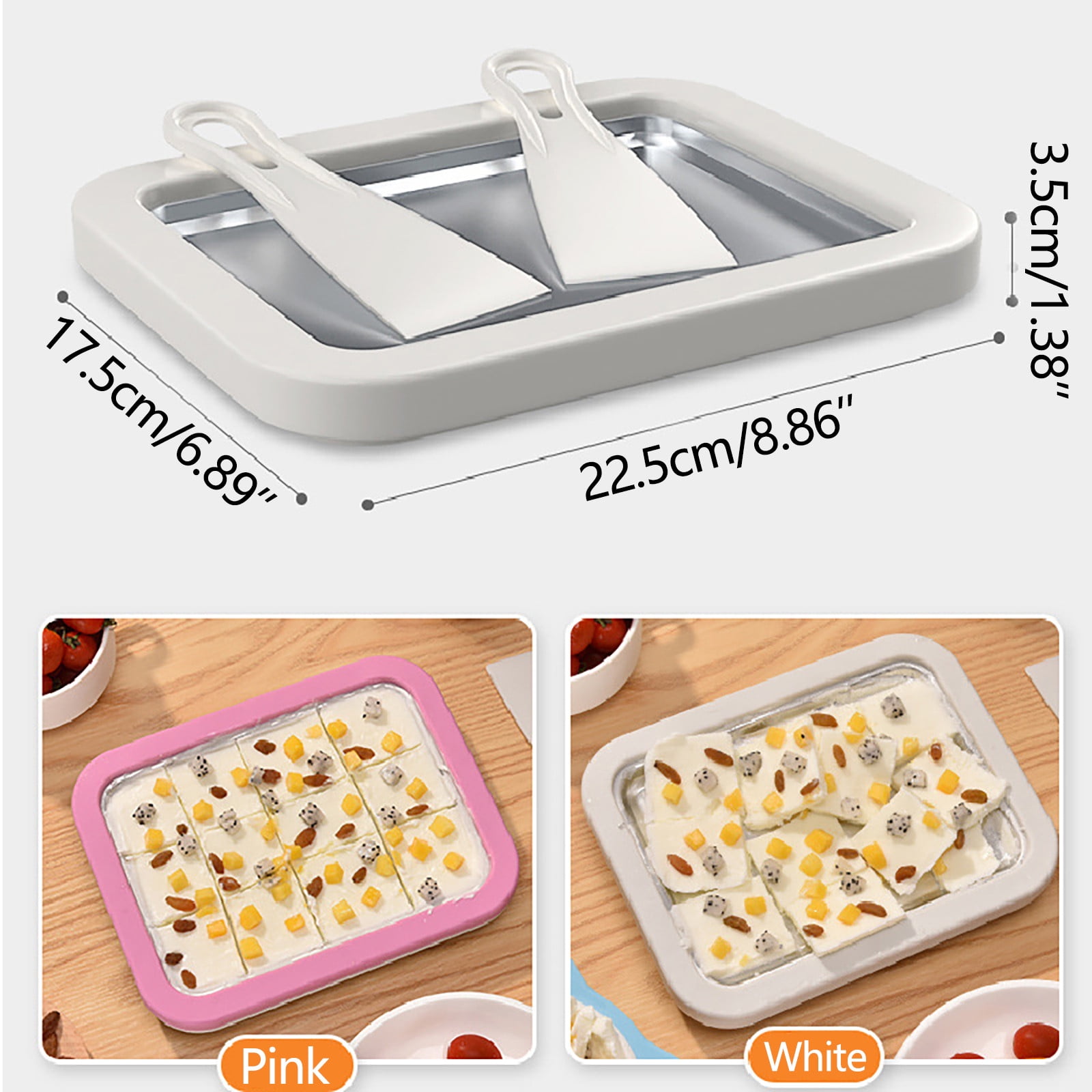 Infidev Instant Ice Cream Maker for Kids, Rolled Ice Cream Maker Machine,with 2 Shovels,Frozen Yogurt Machine,Instant Gelato Pan/Rollplate Freezer Bowl,Parent-Child Interactive Diy Gift