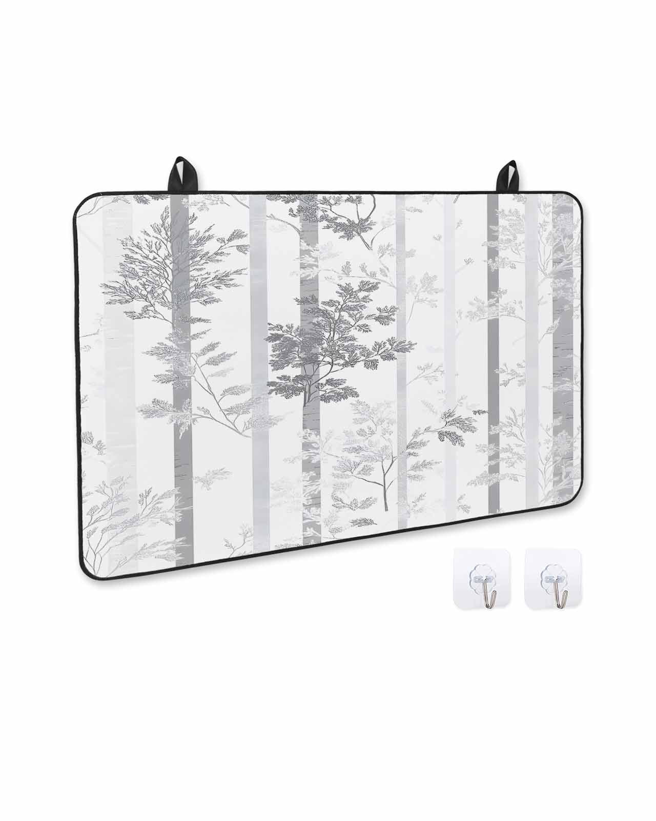 nqOlkjepod Large Induction Cooktop Protector Mat 24"x21", Grey Forest Striped Stove Top Covers for Electric Stove, Gray Ombre Tree Branches Decorative Stove Burner Cover Mats, Glass Top Stove Cover