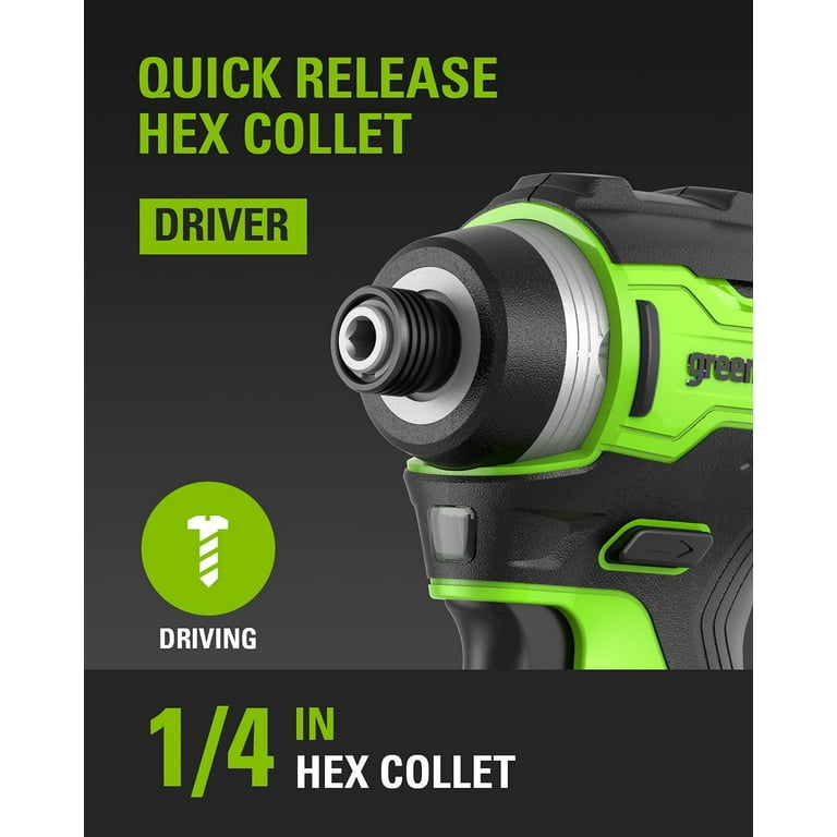 Greenworks 24V Brushless 1 2 Drill 1 4 Impact Driver Combo Kit with 2 Batteries and Charger