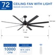 thumbnail image 6 of 72'' Ceiling Fan with Light,Flush Mount Ceiling fans with Remote Control,3 Color Dimmable 6 Speeds 8 Blades Reversible LED Ceiling Fan for Living Room Bedroom Office Kitchen, 6 of 8