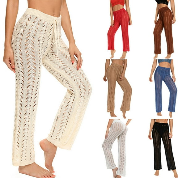 pstuiky Pants, Women Solid Color Mid Waist Loose Fit Loose Flowy Oversized Sweatpants Cargo Pants Gift for Women Beige L