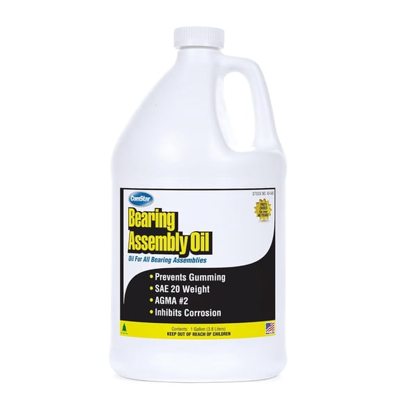 ComStar Bearing Assembly Lube Oil, is SAE 20 weight, AGMA #2. Oil for all Bearing assembles. Prevents gumming and inhibits corrosion.