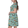 thumbnail image 2 of Rateoe winter ski Dachshund Pattern Women’s Short Sleeve Dress – Casual Elegant Summer A-Line Dress for Everyday Wear, 2 of 6