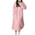 thumbnail image 5 of Cxenplz Women's Coral Velvet Nightgown Winter Warm Thicken Flannel Pajamas Plush Loose Extra Long Loungewear Nightdress, 5 of 5