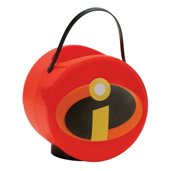 The Incredibles Logo Red Treat Pail, Officially Licensed Costume Accessory for Kids & Cute Room Décor, 7x7x5.8 inches