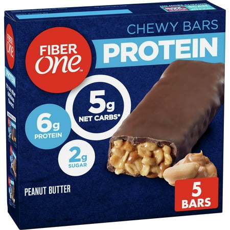 Fiber One Chewy Protein Bars, Peanut Butter, Protein Snacks, 5 ct