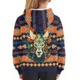 thumbnail image 6 of Xoenoiee American Tribal Geometric Lion Print Kids Sweatshirt Pullover Hoodies Long Sleeve Tops Hooded Sweater for Fall Winter Cosy Playwear with Kangaroo Pocket, M, 6 of 7