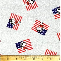 1/2 Yard - Peanuts Snoopy Joe Cool Patriotic USA Flags on Gray Cotton Fabric (Great for Quilting, Sewing, Craft Projects, Throw Pillows & More) 1/2 Yard X 44" Wide