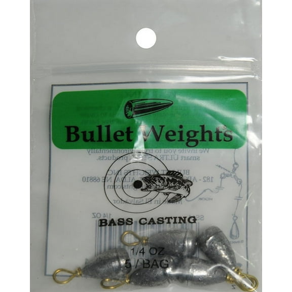 Bullet Weights® SS14-24 Lead Bass Casting Size 8, 1/4 oz Fishing Weights