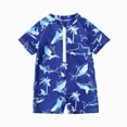thumbnail image 1 of Curenmufel Swimsuit Boys Rashguard Toddler Boys One Piece Rash Guard Swimsuit Infant Swimwear Bathing Suits Sun Suit Short UPF 50+ Sun Protection 2t 3t (Dark Blue,2-3 Years), 1 of 4