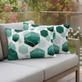 thumbnail image 2 of Outdoor Waterproof Pillow Covers Watercolor Green Hexagon Decorative Throw Pillow Protectors,Pillowcase Cushion Cases for Patio Sofa Garden Couch,20x12in,Pack of 2, 2 of 14