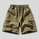 thumbnail image 2 of Mens Shorts Cintura Elástica con Bolsillos Color Sólido Casual Cremallera Bolsillo Shorts de Ropa de Trabajo, Poliéster, 2 of 5