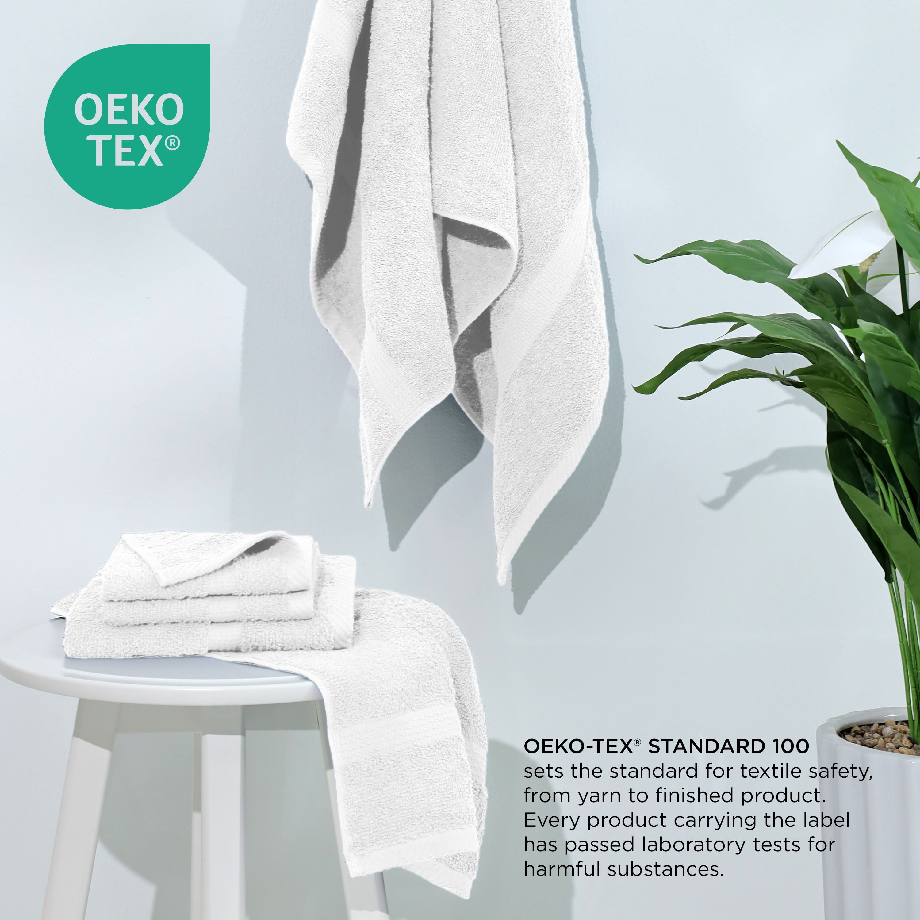 Utica 6-Piece Towel Set | 100% Cotton Soft & Absorbent Everyday Towels | White