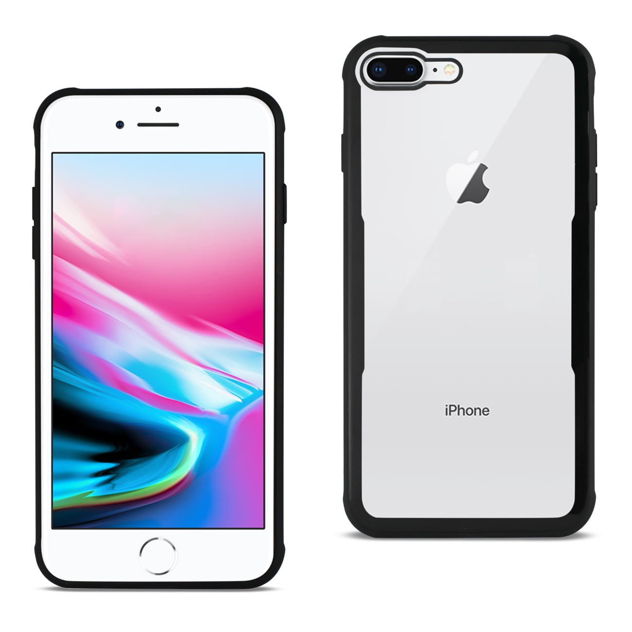 Iphone 8 Plus Hard Glass Tpu Case With Tempered Glass Screen Protector