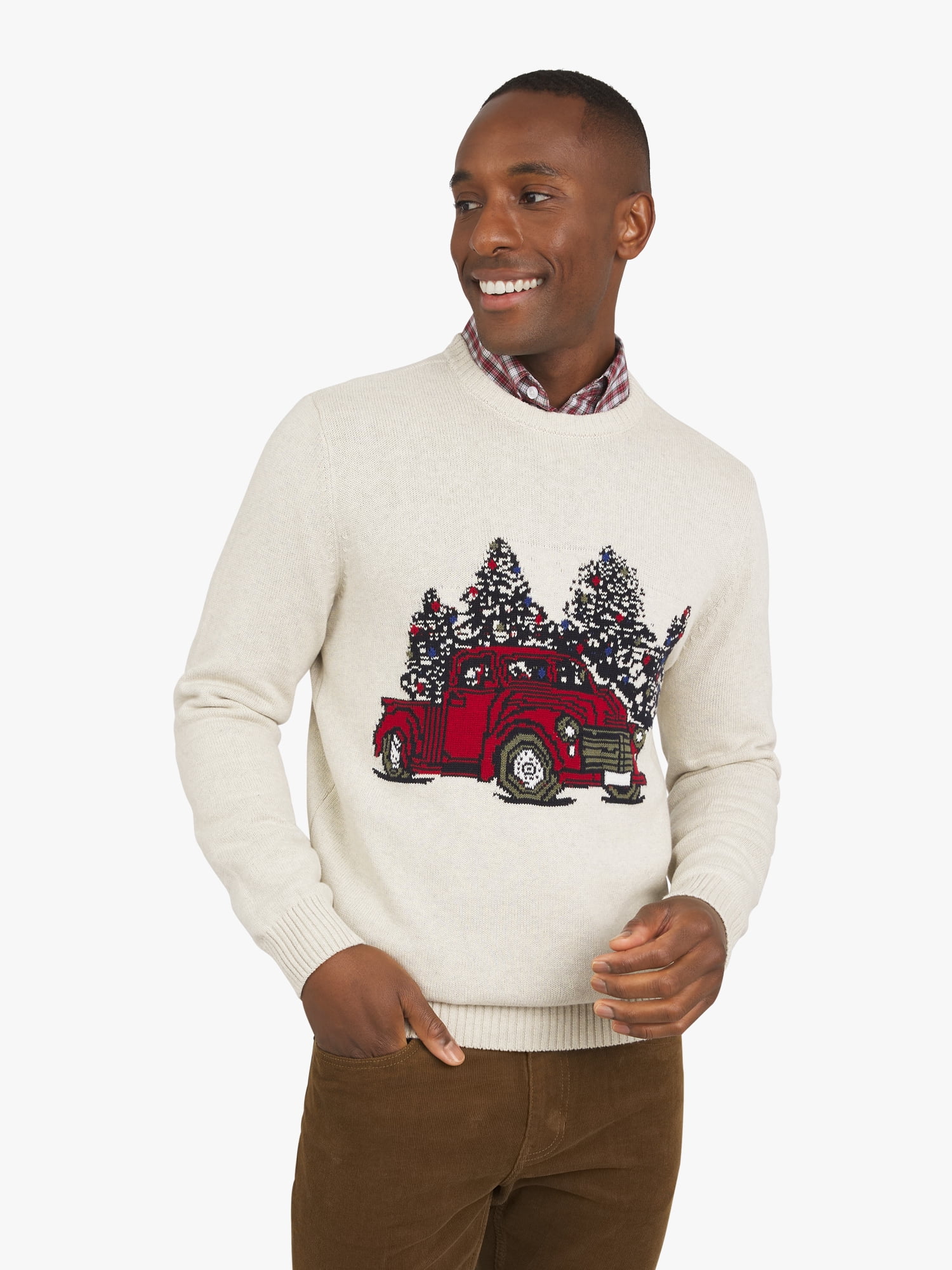 Chaps Men's & Big Men's Cotton Novelty Holiday Crewneck Sweater, Sizes S-3XL
