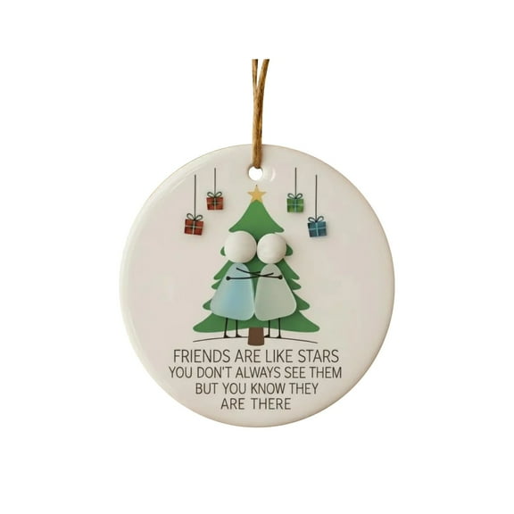 PPKVUFD Round-Shaped Sea Glass Friendship Decor, Handmade 2D Acrylic Sea Glass Ornament, Warm Friendship Keepsake, Coastal Winter Christmas Tree Decoration, Gifts for Best Friends