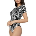 thumbnail image 2 of Daiia Zebra print Women's Crew Neck Short Sleeve Bodysuit Fashion Tops Fit Casual Basic Extender Bodysuit-XX-Large, 2 of 9